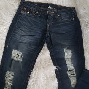 True Religion Distressed Skinny Jeans sz 27
